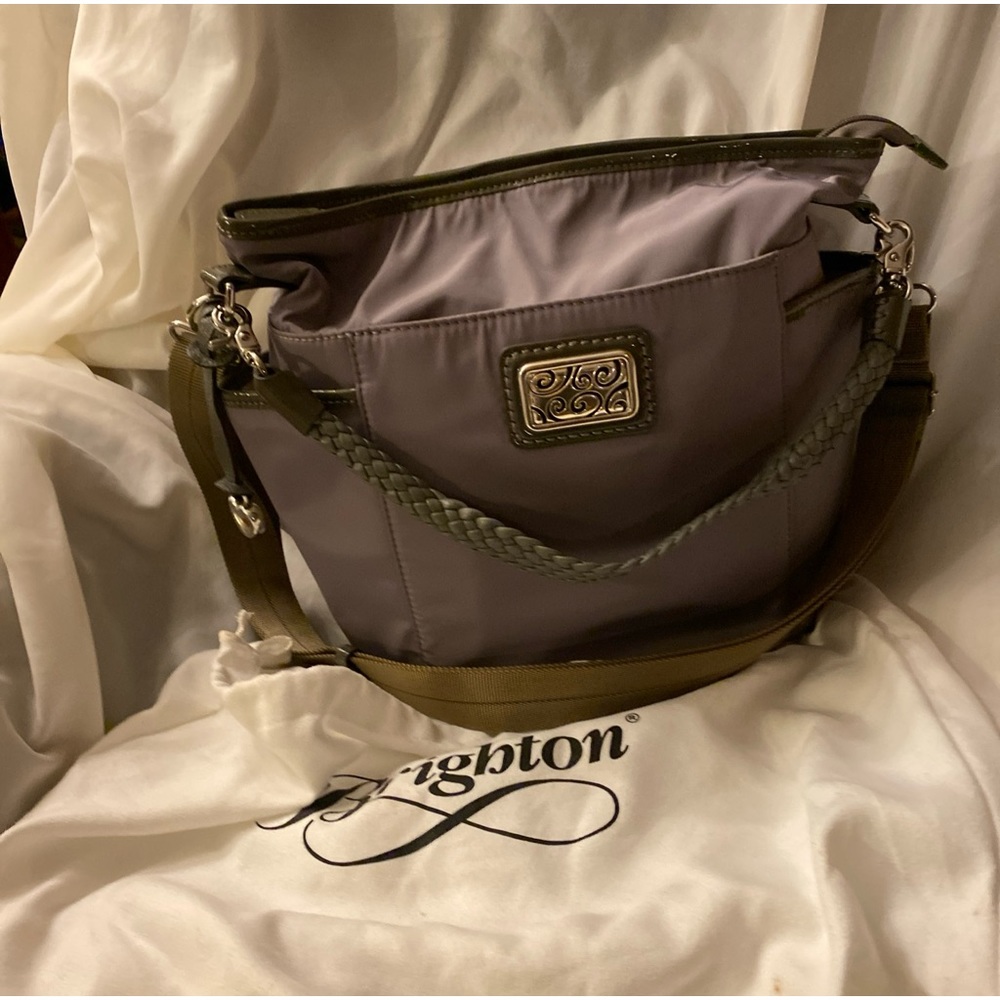 Brighton $299 Nylon/leather Trim Crossbody Shoulder Hobo bag  F068545 Nearly New